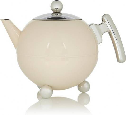 Worstelen Gezond Competitief Bredemeijer Bella ronde theepot 1,2 l roomwit/chroom beslag - Glazen.shop