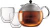 Bodum Assam Set Theepot 1, 5 Liter Met 2 Pavinaglazen 0, 25 Liter online kopen