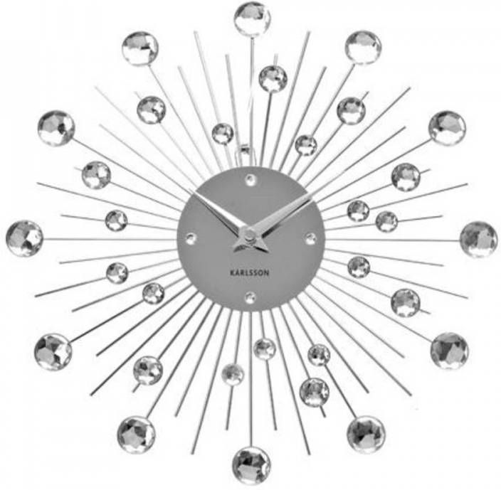 Karlsson Wandklokken Wall Clock Sunburst Crystal Medium Zilverkleurig