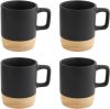 Orange85 Espresso Kopjes Zwart Set Van 4 Met Bamboe Onderzetter Met Oor Koffiekopjes online kopen