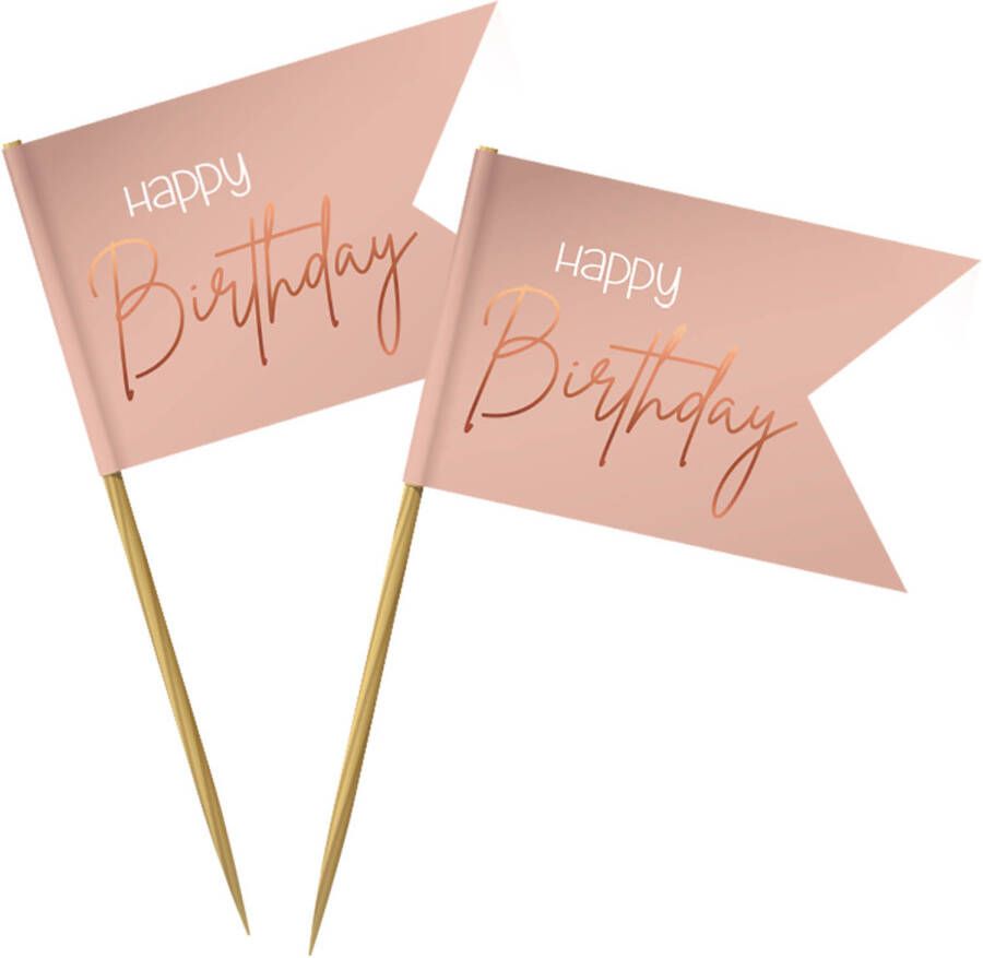 Feestbazaar Prikkers Elegant Lush Blush Happy Birthday 36 Stuks online kopen
