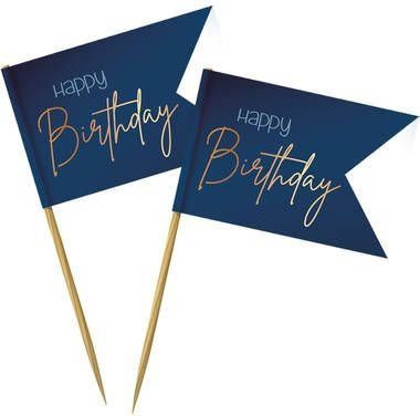 Feestbazaar Prikkers Happy Birthday Elegant True Blue(36st ) online kopen